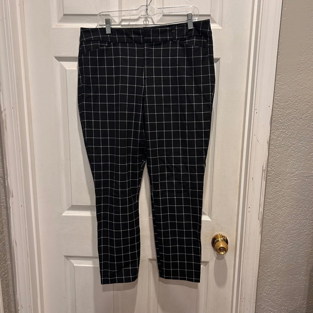 Old Navy Pixie High Rise Ankle Pants Windowpane Plaid Secret-Slim Pockets 14‎